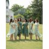 image:imageEverPretty Womens Spring Summer Chiffon Wedding Guest Dresses V Neck Ruffle Sleeves Midi Semi Formal Cocktail DressAmint Green