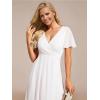 image:imageEverPretty Womens Spring Summer Chiffon Wedding Guest Dresses V Neck Ruffle Sleeves Midi Semi Formal Cocktail DressAwhite