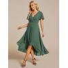image:imageEverPretty Womens Spring Summer Chiffon Wedding Guest Dresses V Neck Ruffle Sleeves Midi Semi Formal Cocktail DressEucalyptus