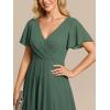 image:imageEverPretty Womens Spring Summer Chiffon Wedding Guest Dresses V Neck Ruffle Sleeves Midi Semi Formal Cocktail DressEucalyptus