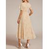 image:imageEverPretty Womens Spring Summer Chiffon Wedding Guest Dresses V Neck Ruffle Sleeves Midi Semi Formal Cocktail DressGolden Roses
