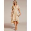 image:imageEverPretty Womens Spring Summer Chiffon Wedding Guest Dresses V Neck Ruffle Sleeves Midi Semi Formal Cocktail DressGolden Roses