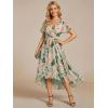 image:imageEverPretty Womens Spring Summer Chiffon Wedding Guest Dresses V Neck Ruffle Sleeves Midi Semi Formal Cocktail DressLight Green Floral