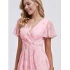 image:imageEverPretty Womens Spring Summer Chiffon Wedding Guest Dresses V Neck Ruffle Sleeves Midi Semi Formal Cocktail DressLight Purple Roses
