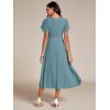 image:imageEverPretty Womens Spring Summer Chiffon Wedding Guest Dresses V Neck Ruffle Sleeves Midi Semi Formal Cocktail DressLight Teal