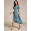 image:imageEverPretty Womens Spring Summer Chiffon Wedding Guest Dresses V Neck Ruffle Sleeves Midi Semi Formal Cocktail DressLight Teal
