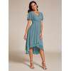 image:imageEverPretty Womens Spring Summer Chiffon Wedding Guest Dresses V Neck Ruffle Sleeves Midi Semi Formal Cocktail DressLight Teal