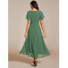 image:imageEverPretty Womens Spring Summer Chiffon Wedding Guest Dresses V Neck Ruffle Sleeves Midi Semi Formal Cocktail DressMoss Green
