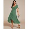 image:imageEverPretty Womens Spring Summer Chiffon Wedding Guest Dresses V Neck Ruffle Sleeves Midi Semi Formal Cocktail DressMoss Green