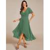 image:imageEverPretty Womens Spring Summer Chiffon Wedding Guest Dresses V Neck Ruffle Sleeves Midi Semi Formal Cocktail DressMoss Green