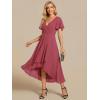 image:imageEverPretty Womens Spring Summer Chiffon Wedding Guest Dresses V Neck Ruffle Sleeves Midi Semi Formal Cocktail DressMuted Rose