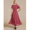 image:imageEverPretty Womens Spring Summer Chiffon Wedding Guest Dresses V Neck Ruffle Sleeves Midi Semi Formal Cocktail DressMuted Rose