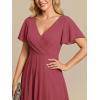 image:imageEverPretty Womens Spring Summer Chiffon Wedding Guest Dresses V Neck Ruffle Sleeves Midi Semi Formal Cocktail DressMuted Rose