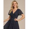 image:imageEverPretty Womens Spring Summer Chiffon Wedding Guest Dresses V Neck Ruffle Sleeves Midi Semi Formal Cocktail DressNavy Blue Polka Dots