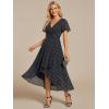 image:imageEverPretty Womens Spring Summer Chiffon Wedding Guest Dresses V Neck Ruffle Sleeves Midi Semi Formal Cocktail DressNavy Blue Polka Dots
