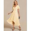 image:imageEverPretty Womens Spring Summer Chiffon Wedding Guest Dresses V Neck Ruffle Sleeves Midi Semi Formal Cocktail DressYellow