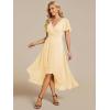 image:imageEverPretty Womens Spring Summer Chiffon Wedding Guest Dresses V Neck Ruffle Sleeves Midi Semi Formal Cocktail DressYellow