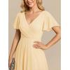 image:imageEverPretty Womens Spring Summer Chiffon Wedding Guest Dresses V Neck Ruffle Sleeves Midi Semi Formal Cocktail DressYellow