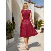 image:imageEverPretty Womens V Neck Lace Cocktail Wedding Guest Dress Cap Sleeve Midi Birthday Semi Formal Dresses 02643Dark Red