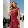 image:imageEverPretty Womens V Neck Lace Cocktail Wedding Guest Dress Cap Sleeve Midi Birthday Semi Formal Dresses 02643Dark Red