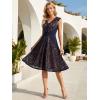 image:imageEverPretty Womens V Neck Lace Cocktail Wedding Guest Dress Cap Sleeve Midi Birthday Semi Formal Dresses 02643Navy Blue