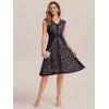 image:imageEverPretty Womens V Neck Lace Cocktail Wedding Guest Dress Cap Sleeve Midi Birthday Semi Formal Dresses 02643Navy Blue