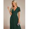 image:imageEverPretty Womens VNeck Glitter Formal Dresses Pleated Short Sleeves Floor Length ALine Mother of Bride Dress 11961Dark Green