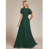image:imageEverPretty Womens VNeck Glitter Formal Dresses Pleated Short Sleeves Floor Length ALine Mother of Bride Dress 11961Dark Green
