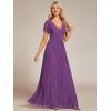 image:imageEverPretty Womens VNeck Glitter Formal Dresses Pleated Short Sleeves Floor Length ALine Mother of Bride Dress 11961Sparkling Grape