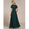image:imageEverPretty Womens VNeck Glitter Formal Dresses Pleated Short Sleeves Floor Length ALine Mother of Bride Dress 11961Teal