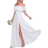 image:imageEverPretty Womens Elegant Off The Shoulder Side Split High Waist Flowy Chiffon Maxi Bridesmaid Dress Formal Dresses 00968White12