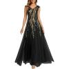 image:imageEverPretty Womens Sequin VNeck Formal Evening Dresses Cap Sleeves Ball Gowns Prom Dress 02559Black Gold