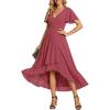image:imageEverPretty Womens Spring Summer Chiffon Wedding Guest Dresses V Neck Ruffle Sleeves Midi Semi Formal Cocktail DressMuted Rose