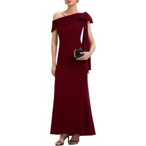 image:imageEverPretty Womens Elegant One Shoulder Bow Sash Stretch Crepe Formal Wedding Guest Dress Prom Dresses Evening Gowns 02632Dark Red