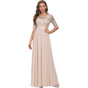 image:imageEverPretty Womens Sequin Chiffon Formal Evening Dresses A Line Half Sleeves Mother of The Bride Dress 00683Blush