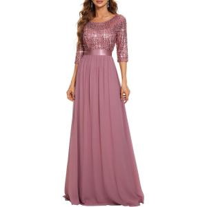 image:imageEverPretty Womens Sequin Chiffon Formal Evening Dresses A Line Half Sleeves Mother of The Bride Dress 00683Purple Orchid
