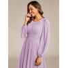 image:imageEverPretty Womens Crewneck Long Lantern Sleeves Floor Length ALine Pleated Chiffon Formal Dress 0106BFrosted Lilac