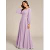 image:imageEverPretty Womens Crewneck Long Lantern Sleeves Floor Length ALine Pleated Chiffon Formal Dress 0106BFrosted Lilac