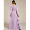 image:imageEverPretty Womens Crewneck Long Lantern Sleeves Floor Length ALine Pleated Chiffon Formal Dress 0106BFrosted Lilac