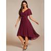 image:imageEverPretty Womens Summer Chiffon Formal Wedding Guest Dresses Pleated VNeck Short Sleeves Cocktail Dress 01923Burgundy