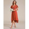 image:imageEverPretty Womens Summer Chiffon Formal Wedding Guest Dresses Pleated VNeck Short Sleeves Cocktail Dress 01923Burnt Orange