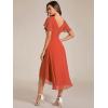 image:imageEverPretty Womens Summer Chiffon Formal Wedding Guest Dresses Pleated VNeck Short Sleeves Cocktail Dress 01923Burnt Orange