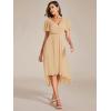 image:imageEverPretty Womens Summer Chiffon Formal Wedding Guest Dresses Pleated VNeck Short Sleeves Cocktail Dress 01923Champagne