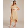 image:imageEverPretty Womens Summer Chiffon Formal Wedding Guest Dresses Pleated VNeck Short Sleeves Cocktail Dress 01923Champagne