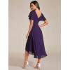 image:imageEverPretty Womens Summer Chiffon Formal Wedding Guest Dresses Pleated VNeck Short Sleeves Cocktail Dress 01923Dark Purple