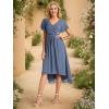 image:imageEverPretty Womens Summer Chiffon Formal Wedding Guest Dresses Pleated VNeck Short Sleeves Cocktail Dress 01923Dusty Blue