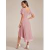 image:imageEverPretty Womens Summer Chiffon Formal Wedding Guest Dresses Pleated VNeck Short Sleeves Cocktail Dress 01923Dusty Rose
