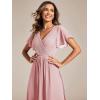 image:imageEverPretty Womens Summer Chiffon Formal Wedding Guest Dresses Pleated VNeck Short Sleeves Cocktail Dress 01923Dusty Rose