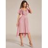 image:imageEverPretty Womens Summer Chiffon Formal Wedding Guest Dresses Pleated VNeck Short Sleeves Cocktail Dress 01923Dusty Rose