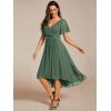 image:imageEverPretty Womens Summer Chiffon Formal Wedding Guest Dresses Pleated VNeck Short Sleeves Cocktail Dress 01923Eucalyptus